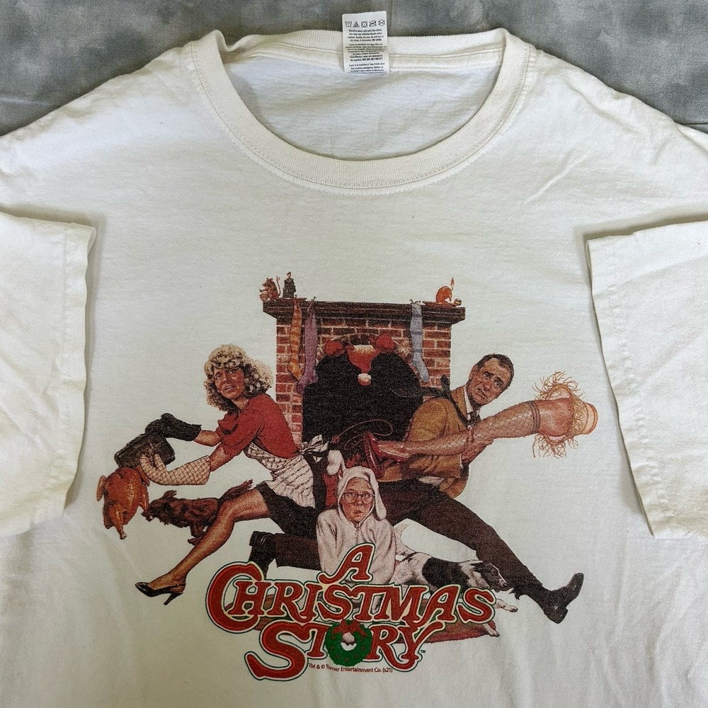 A Christmas Story Men Shirt FITS S White Leg Bunny Soap Funny Humor Classic READ